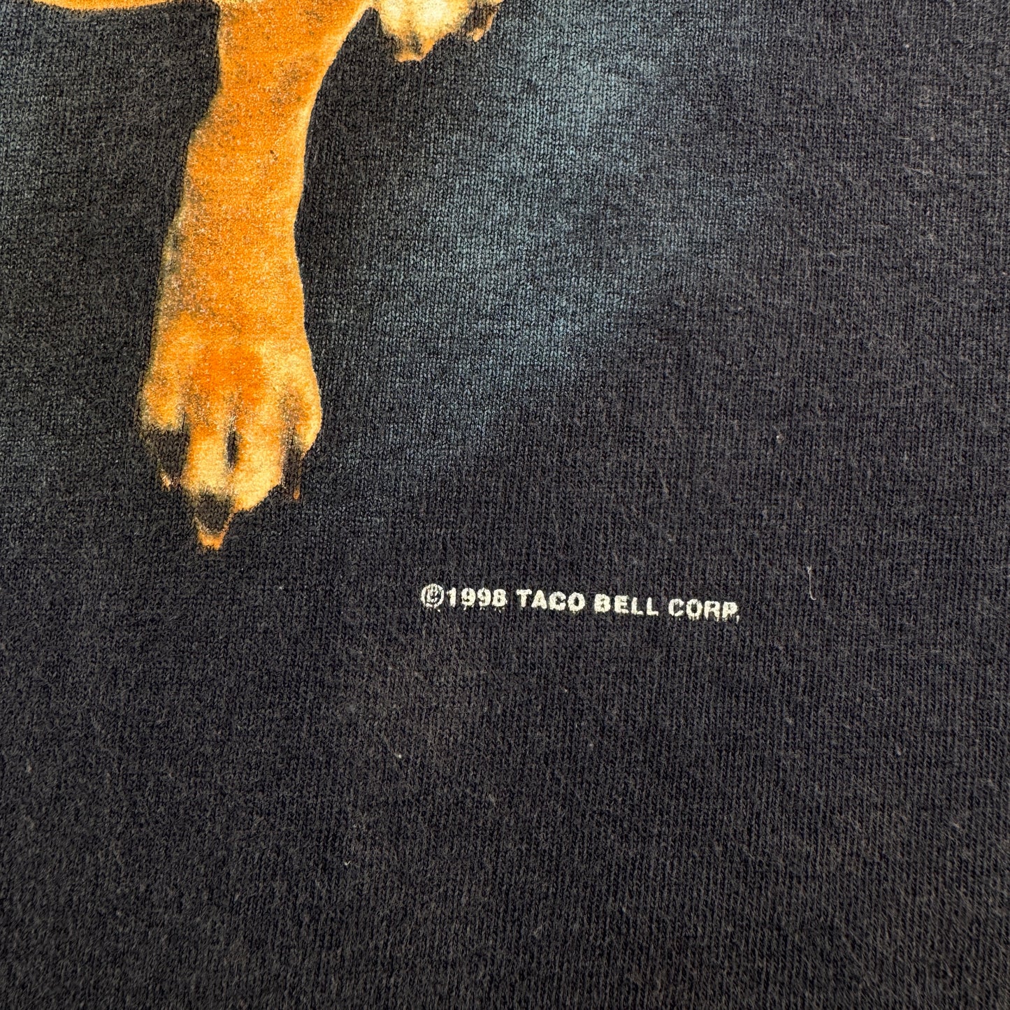 90s タコベル TACOBELL タコス プロモT 企業T Tシャツ USA製 犬 チワワ ネイビー L 1998 changes シングルステッチ co-x-2505-015