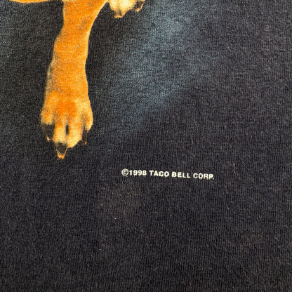90s タコベル TACOBELL タコス プロモT 企業T Tシャツ USA製 犬 チワワ ネイビー L 1998 changes シングルステッチ co-x-2505-015
