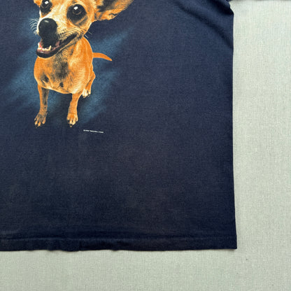 90s タコベル TACOBELL タコス プロモT 企業T Tシャツ USA製 犬 チワワ ネイビー L 1998 changes シングルステッチ co-x-2505-015