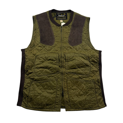 90s Barbour バブアー キルティングベスト オリーブグリーン イングランド製 XL ja-u-2505-020