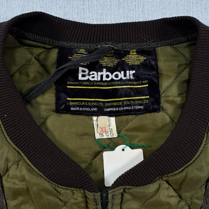 90s Barbour バブアー キルティングベスト オリーブグリーン イングランド製 XL ja-u-2505-020