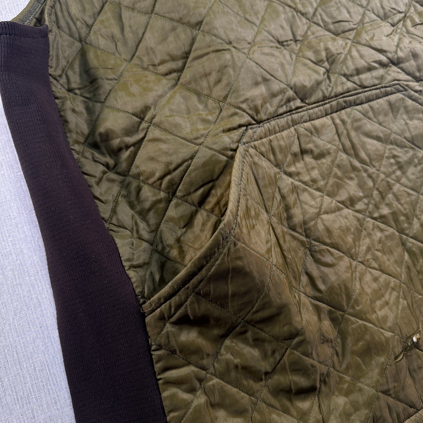 90s Barbour バブアー キルティングベスト オリーブグリーン イングランド製 XL ja-u-2505-020