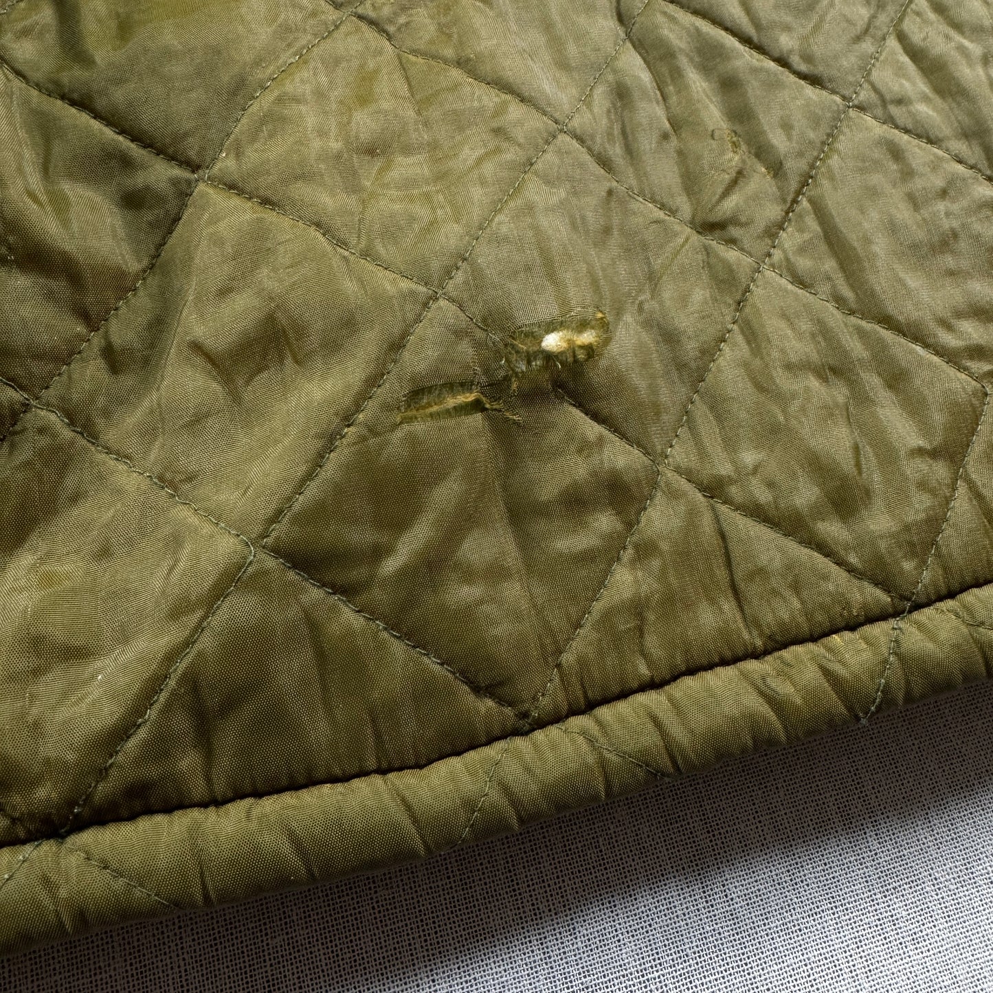 90s Barbour バブアー キルティングベスト オリーブグリーン イングランド製 XL ja-u-2505-020