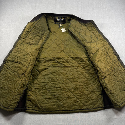 90s Barbour バブアー キルティングベスト オリーブグリーン イングランド製 XL ja-u-2505-020