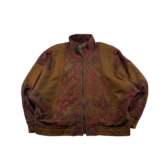 ビンテージ ペイズリー 花柄 ジャケット ブラウン 日本製 ja-u-2505-032