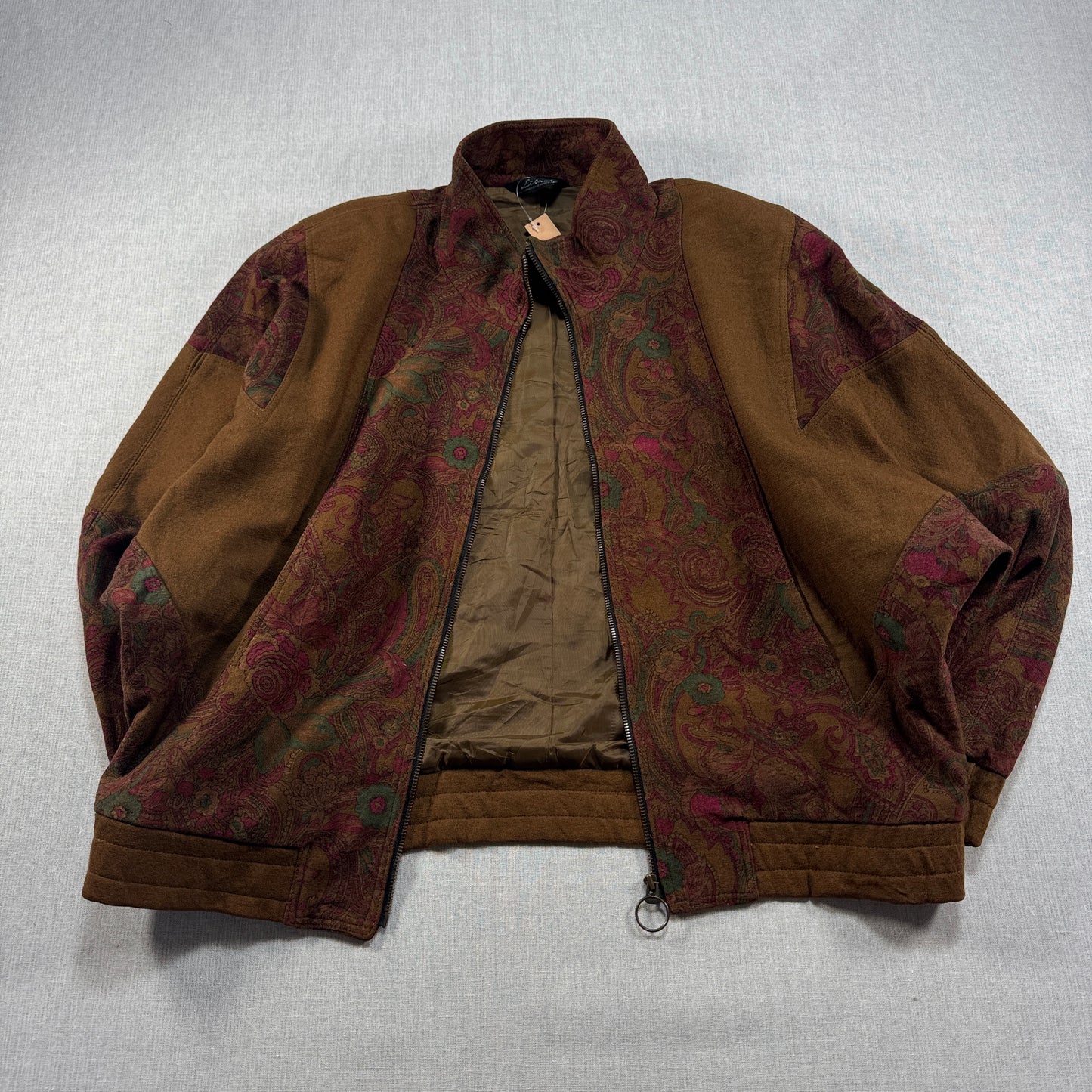 ビンテージ ペイズリー 花柄 ジャケット ブラウン 日本製 ja-u-2505-032