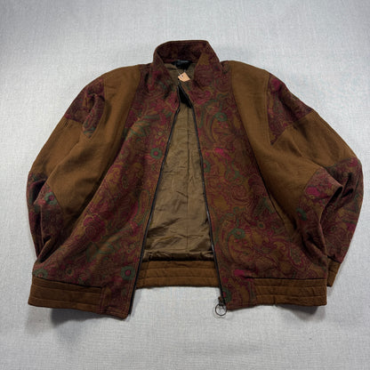 ビンテージ ペイズリー 花柄 ジャケット ブラウン 日本製 ja-u-2505-032
