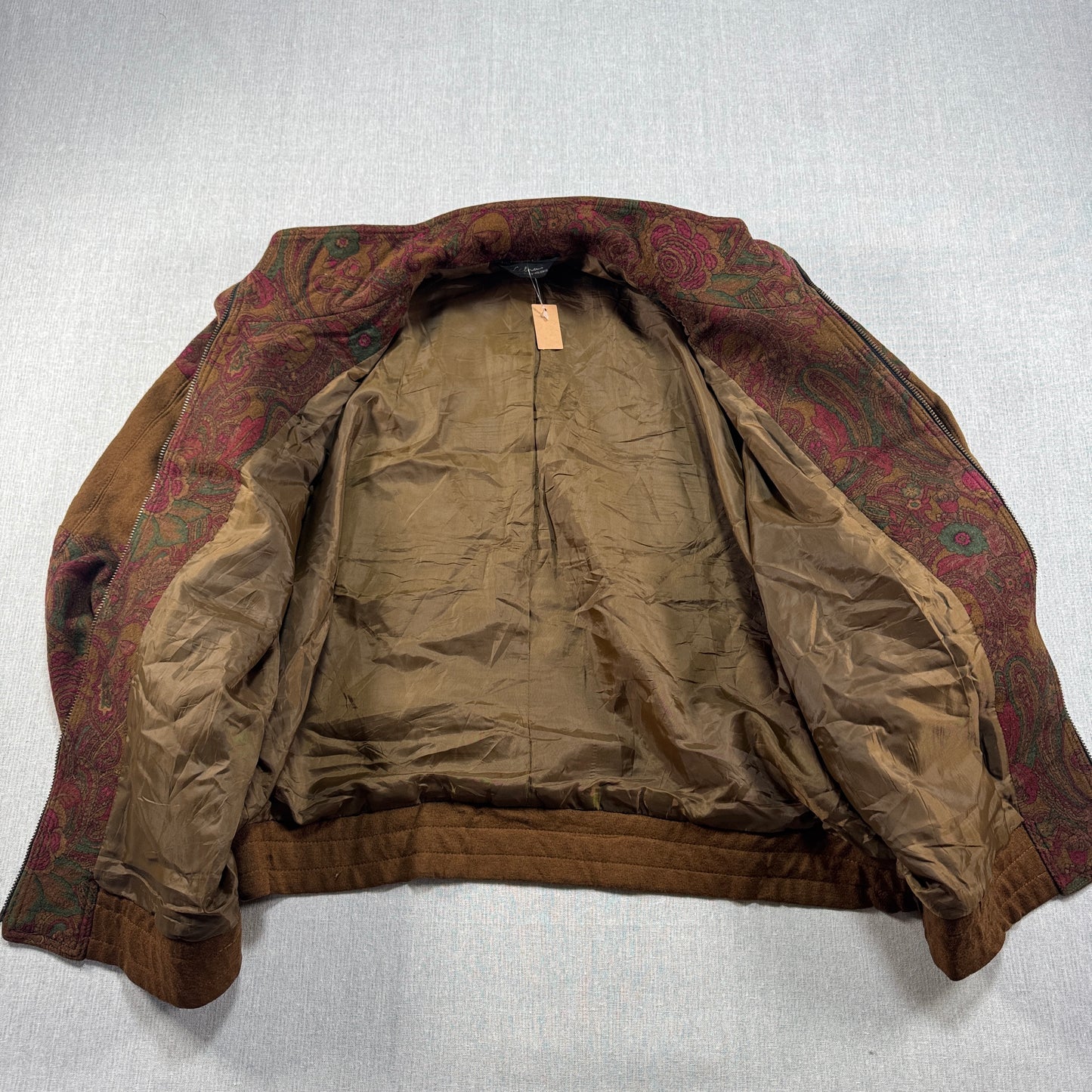 ビンテージ ペイズリー 花柄 ジャケット ブラウン 日本製 ja-u-2505-032