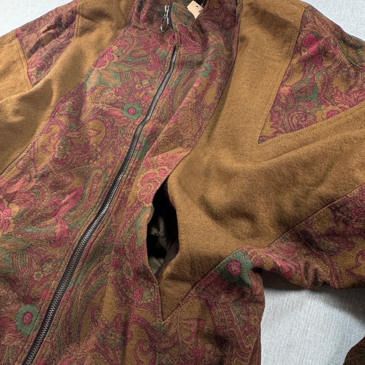 ビンテージ ペイズリー 花柄 ジャケット ブラウン 日本製 ja-u-2505-032
