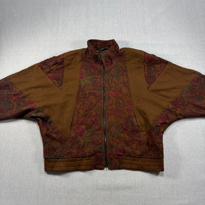 ビンテージ ペイズリー 花柄 ジャケット ブラウン 日本製 ja-u-2505-032