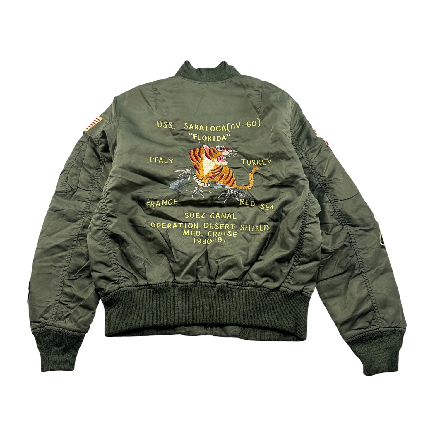 AVIREX MA-1 flight jacket 虎 ワッペン 刺繍　M ja-u-2505-053