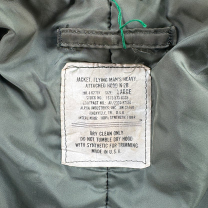 80s 米軍実物 アルファ N-2B フライトジャケット USA製 カーキ IDEAL ja-u-2505-054