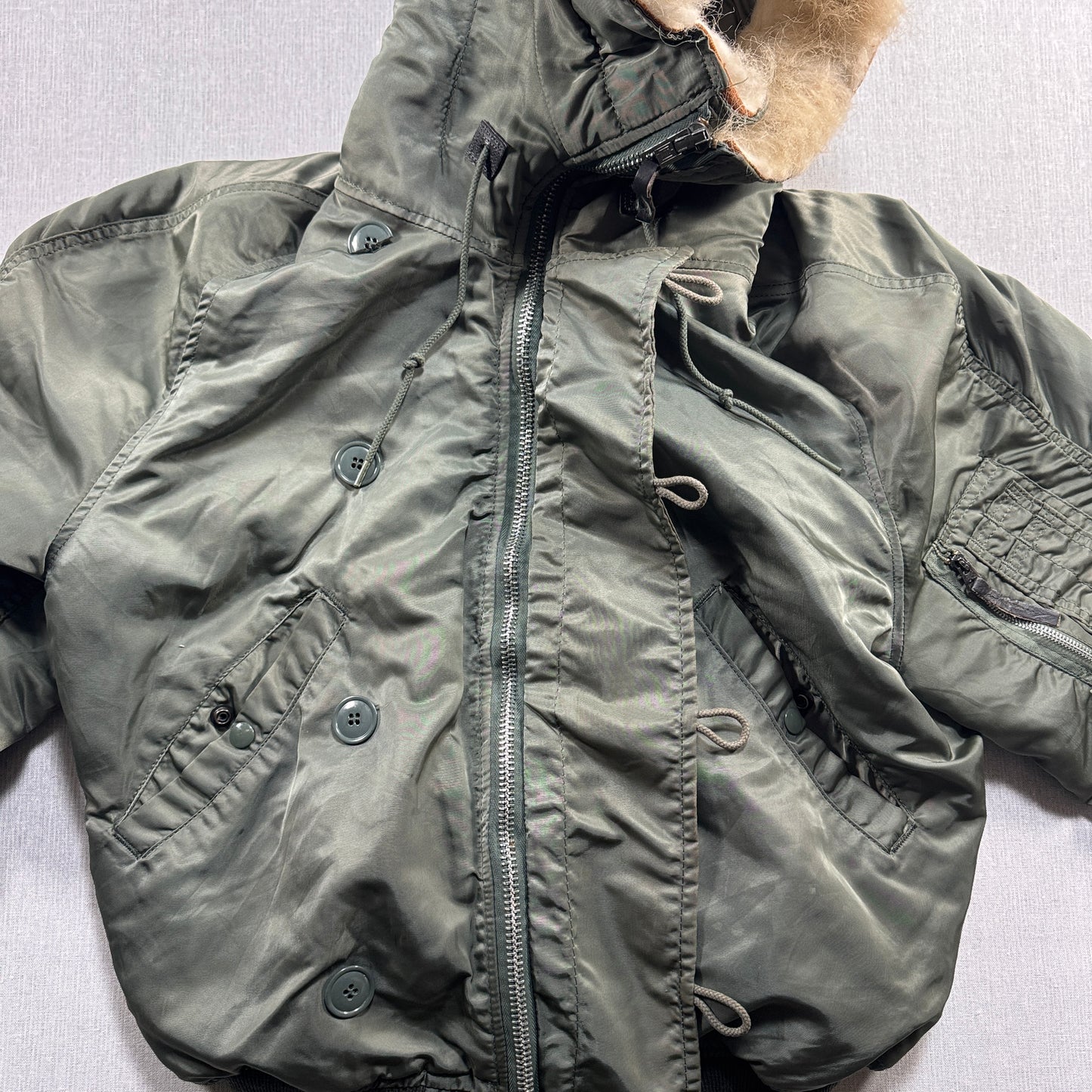 80s 米軍実物 アルファ N-2B フライトジャケット USA製 カーキ IDEAL ja-u-2505-054