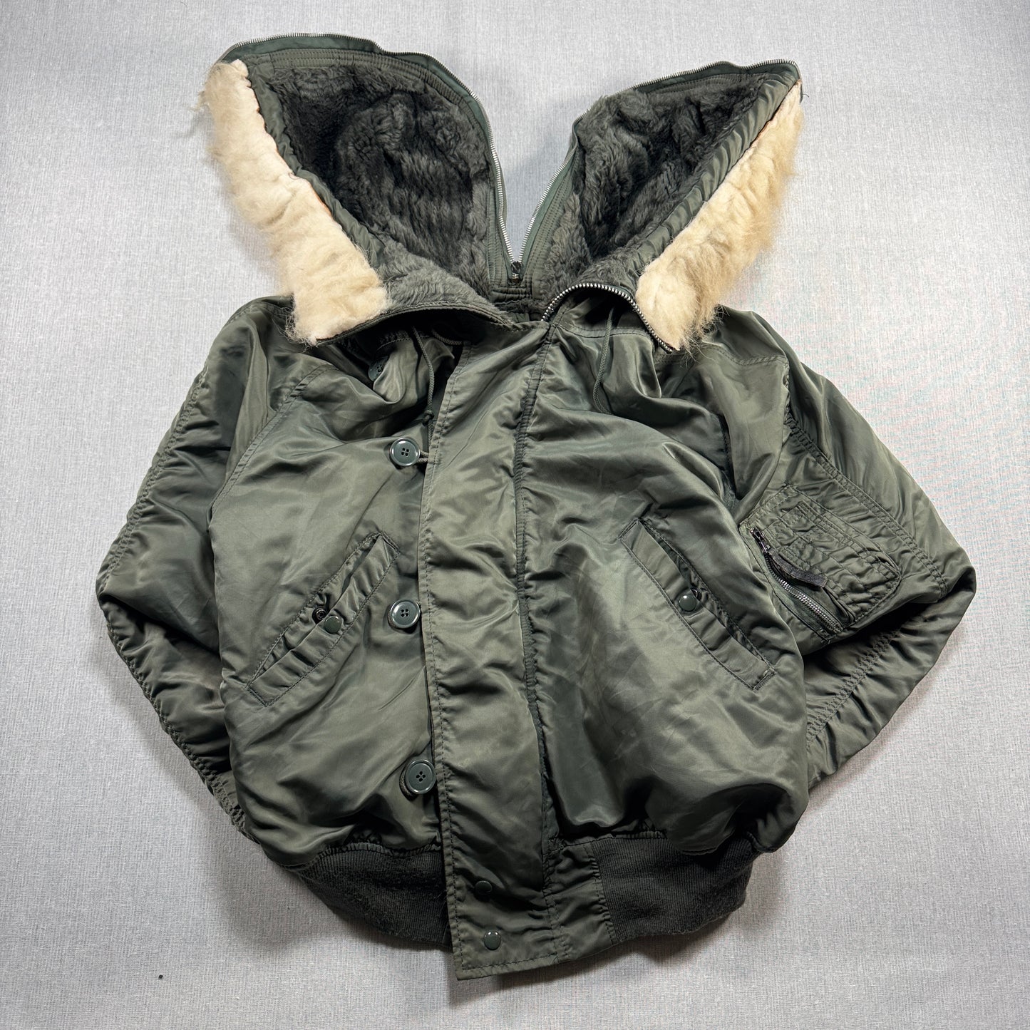 80s 米軍実物 アルファ N-2B フライトジャケット USA製 カーキ IDEAL ja-u-2505-054