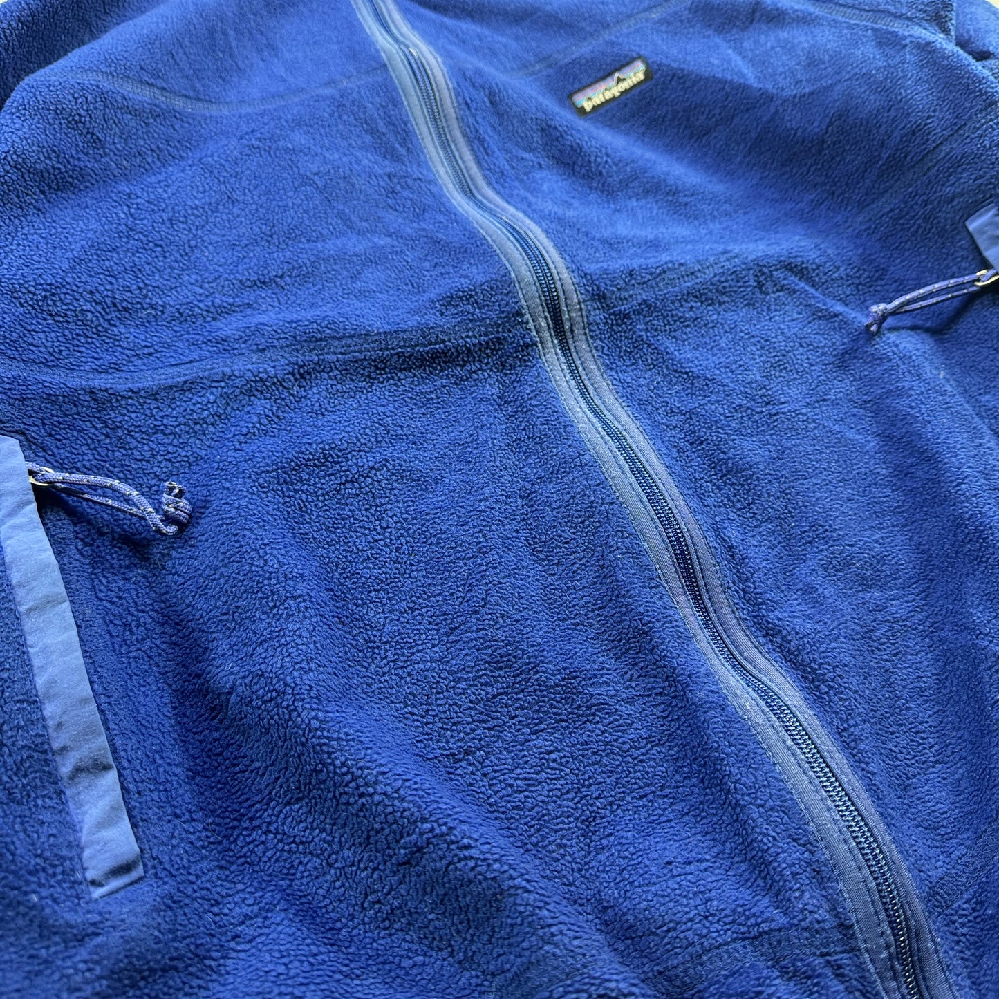 90s USA製 パタゴニア パーシャルエクリプス フルジップフリース L 青 ja-u-2505-057