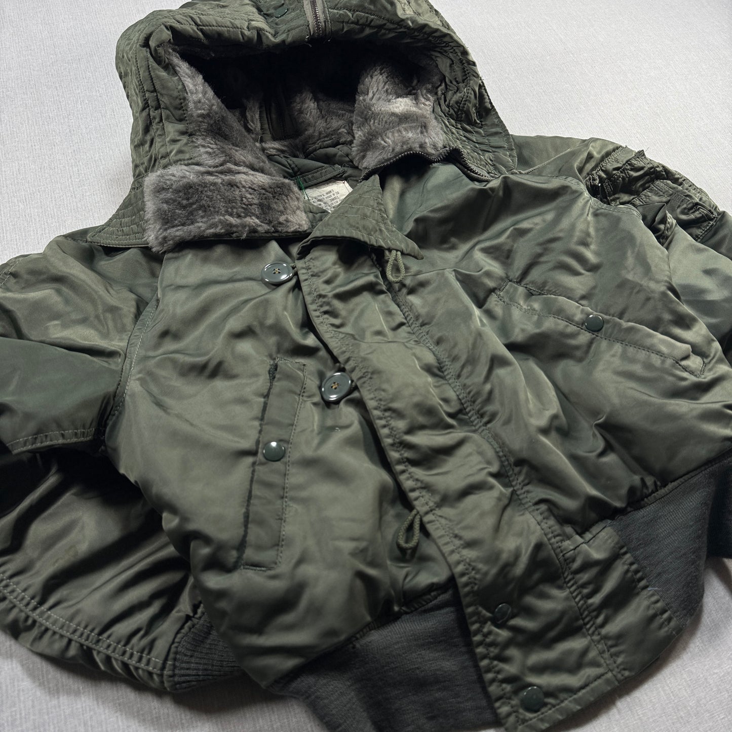 80s 米軍実物 アルファ N-2B フライトジャケット USA製 カーキ SCOVILL ja-u-2505-059