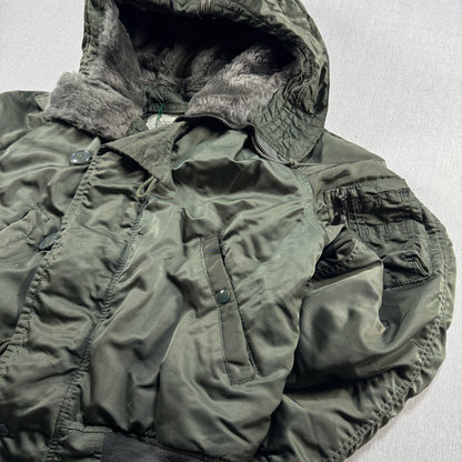80s 米軍実物 アルファ N-2B フライトジャケット USA製 カーキ SCOVILL ja-u-2505-059