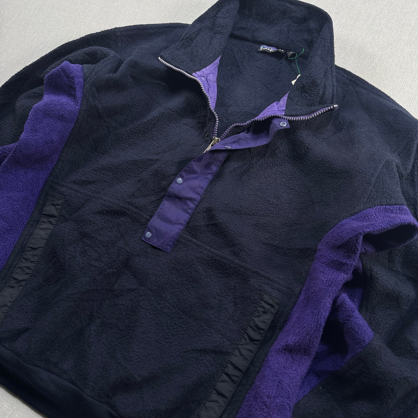 90s パタゴニア USA製 ハーフジップ フリース ネイビー パープル ja-u-2505-063