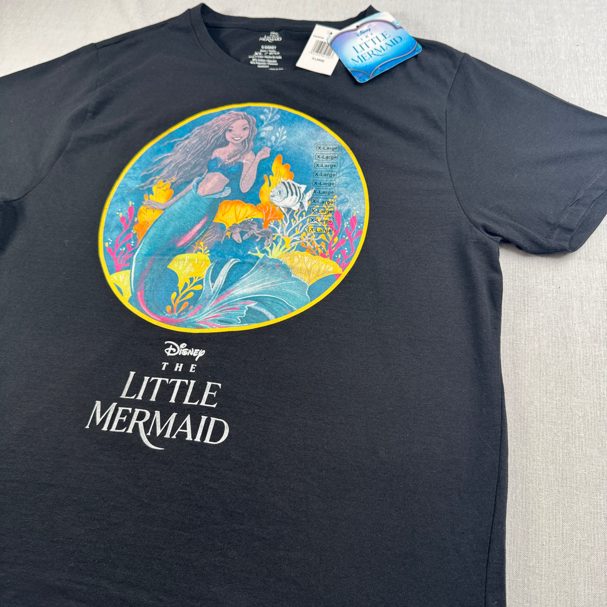 新品 リトルマーメイド ディズニー デッドストック XL 黒 Disney 映画T アリエル タグ付き d-u-2505-015