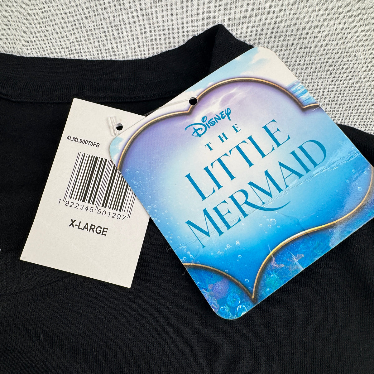 新品 リトルマーメイド ディズニー デッドストック XL 黒 Disney 映画T アリエル タグ付き d-u-2505-015