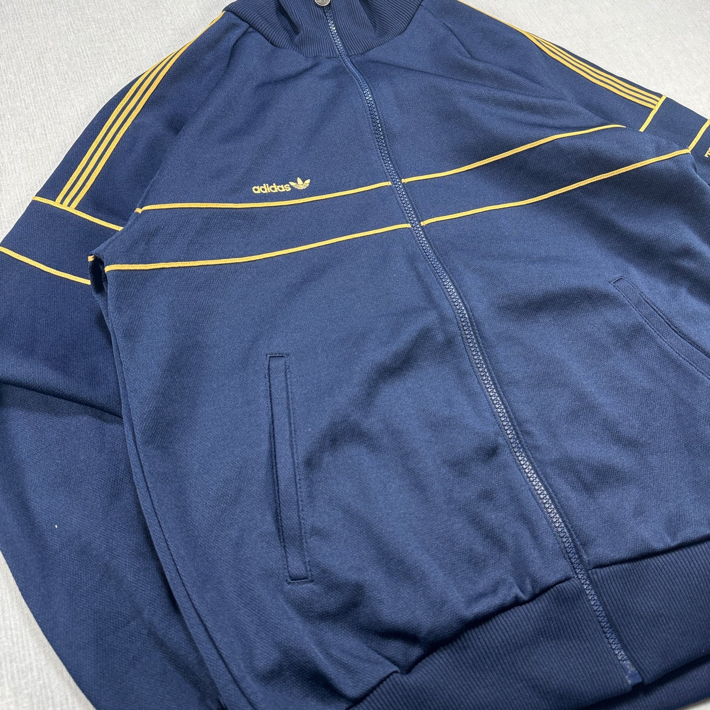 80s 西ドイツ製 アディダス adidas トラックジャケット TECHNO ネイビー L ad-u-2505-066