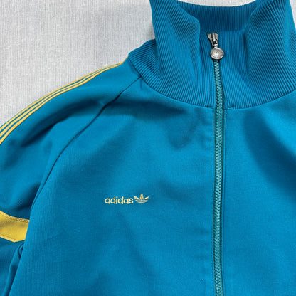 80s アディダス adidas トラックジャケット ターコイズ イエロー L 西ドイツ製 ad-u-2505-060