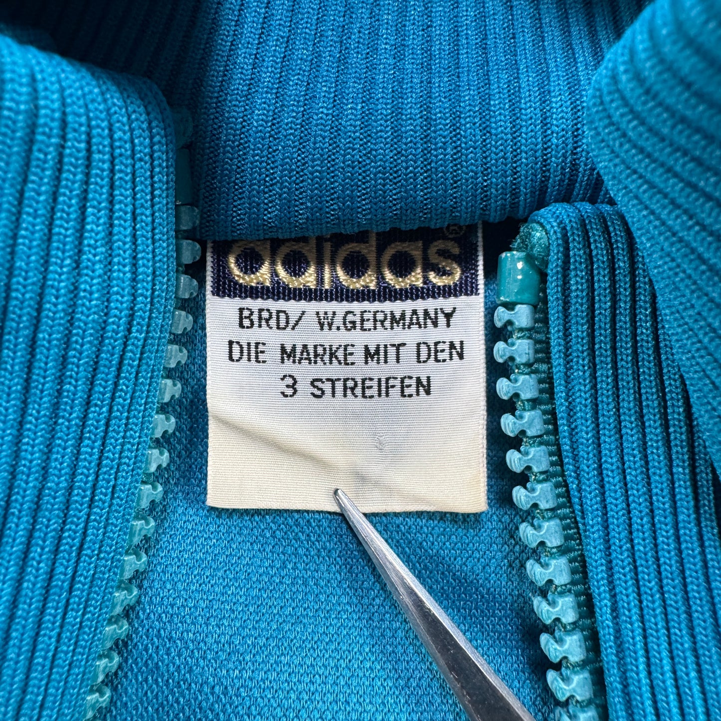 80s アディダス adidas トラックジャケット ターコイズ イエロー L 西ドイツ製 ad-u-2505-060