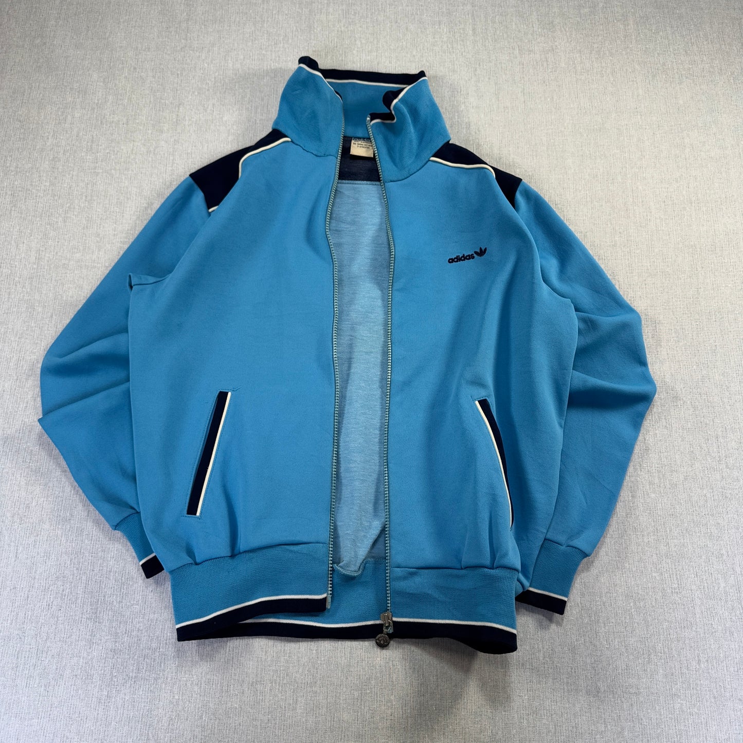70s アディダス adidas トラックジャケット 水色 L 西ドイツ製 ad-u-2505-053