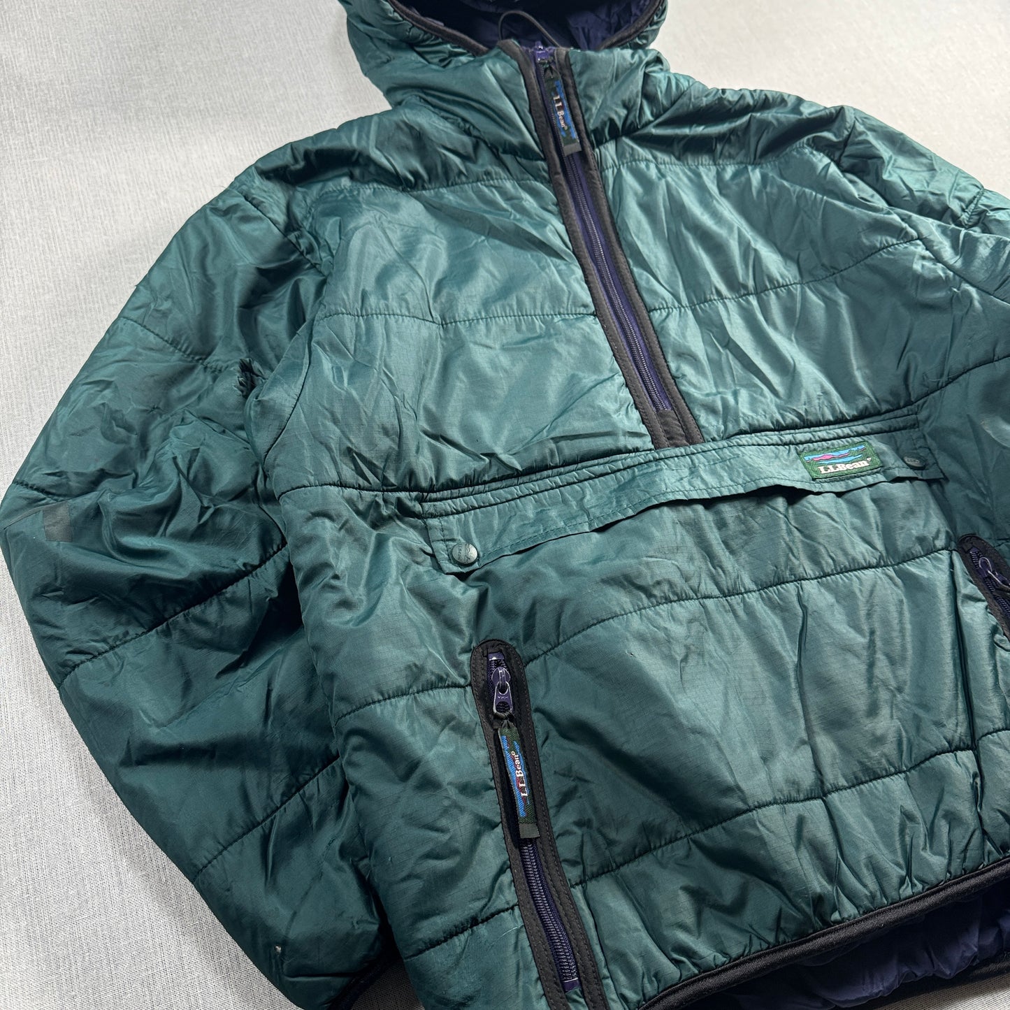 80s L.L.BEAN アノラック グリーン プリマロフト エルエルビーン llbean M ja-u-2505-047