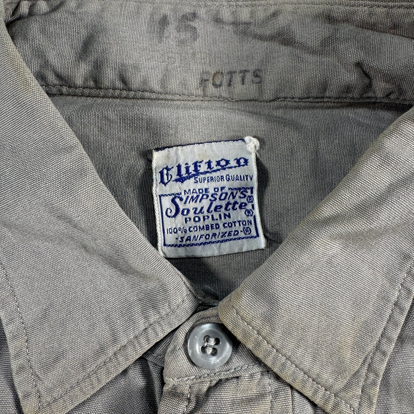 60s コットンポプリン Simpson's Soulette PORMAR 半袖シャツ グレー MISSILE US army ja-u-2505-040