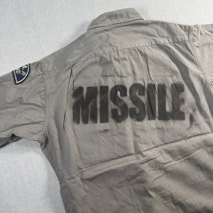 60s コットンポプリン Simpson's Soulette PORMAR 半袖シャツ グレー MISSILE US army ja-u-2505-040