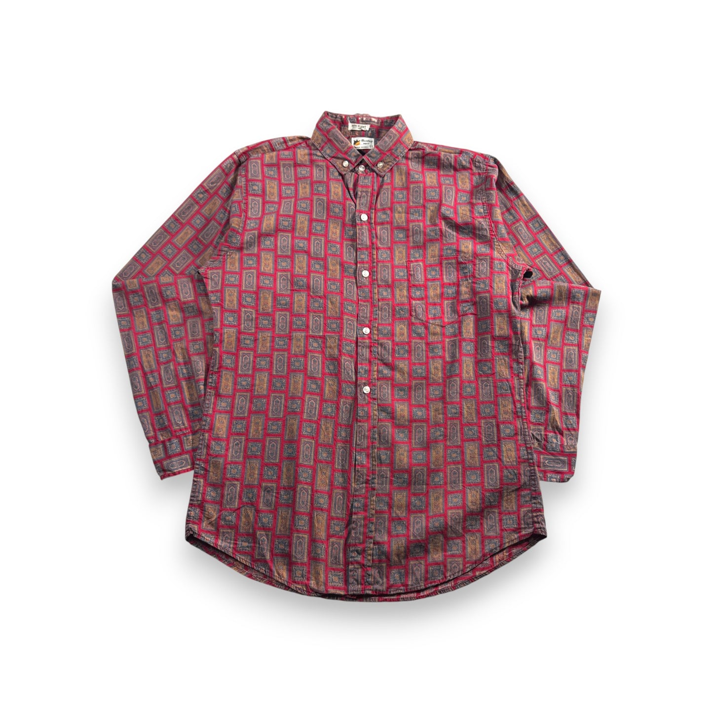 70s PENNEY’S GENTRY 長袖タグ 総柄 赤 ペイズリー ja-u-2505-039