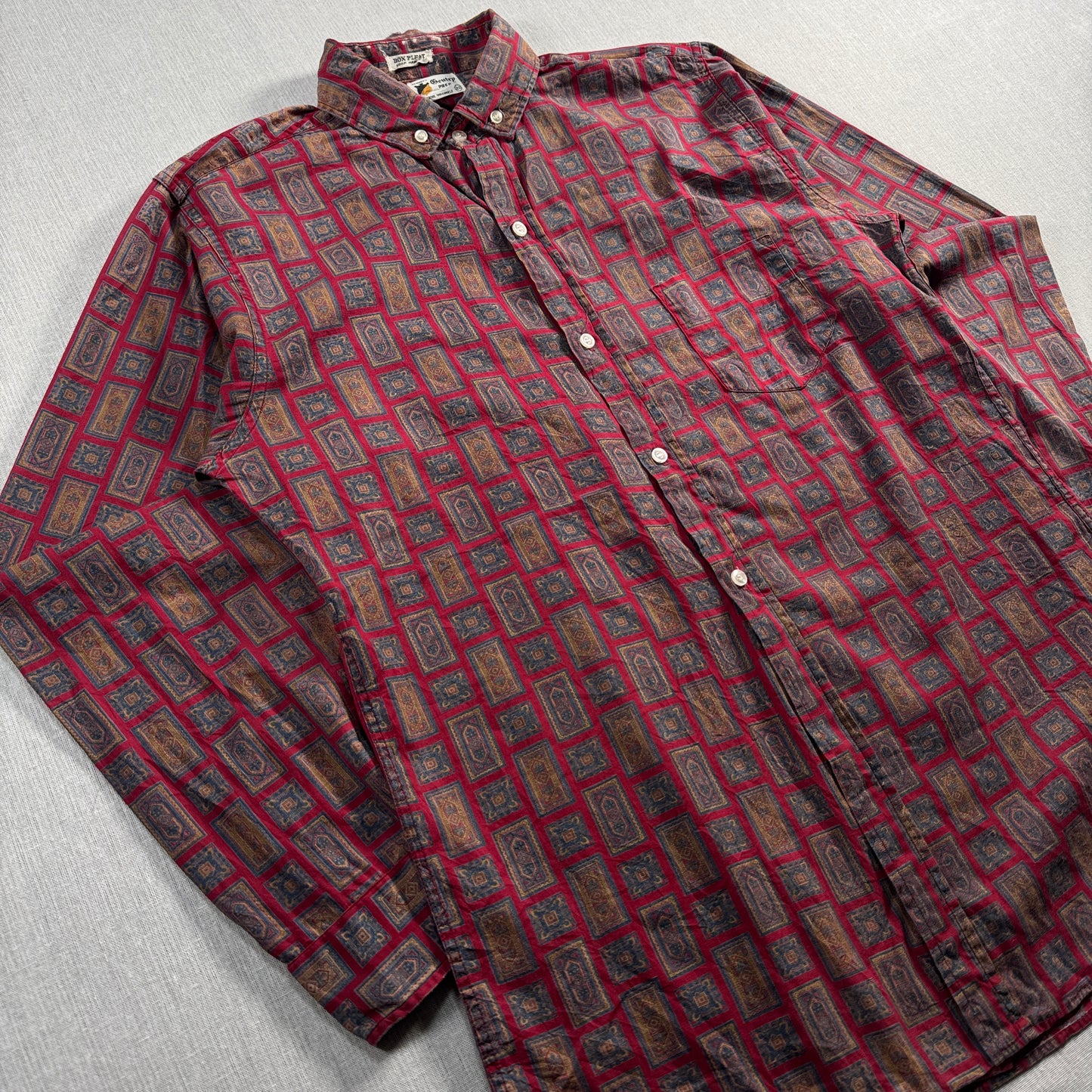 70s PENNEY’S GENTRY 長袖タグ 総柄 赤 ペイズリー ja-u-2505-039