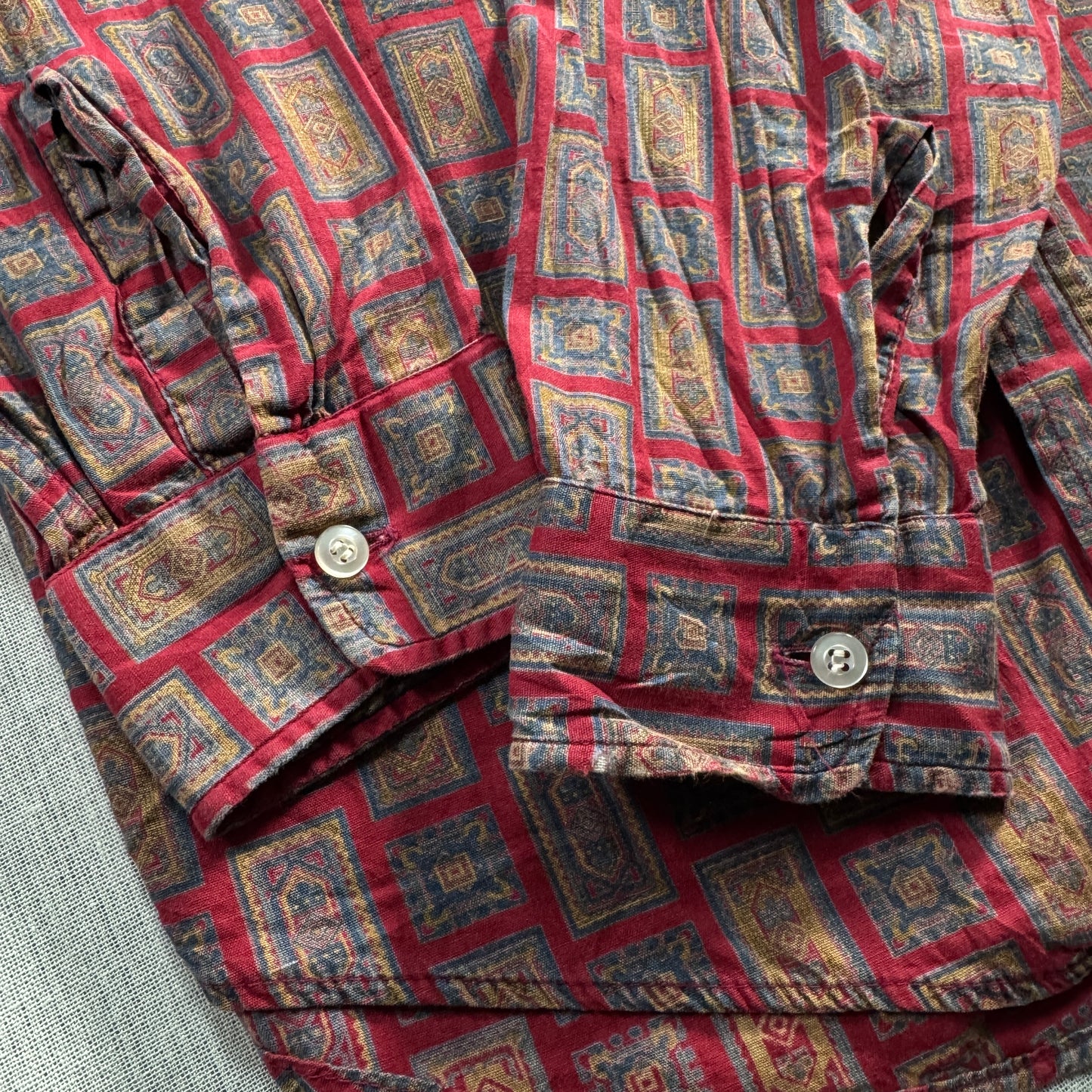 70s PENNEY’S GENTRY 長袖タグ 総柄 赤 ペイズリー ja-u-2505-039