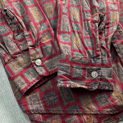 70s PENNEY’S GENTRY 長袖タグ 総柄 赤 ペイズリー ja-u-2505-039