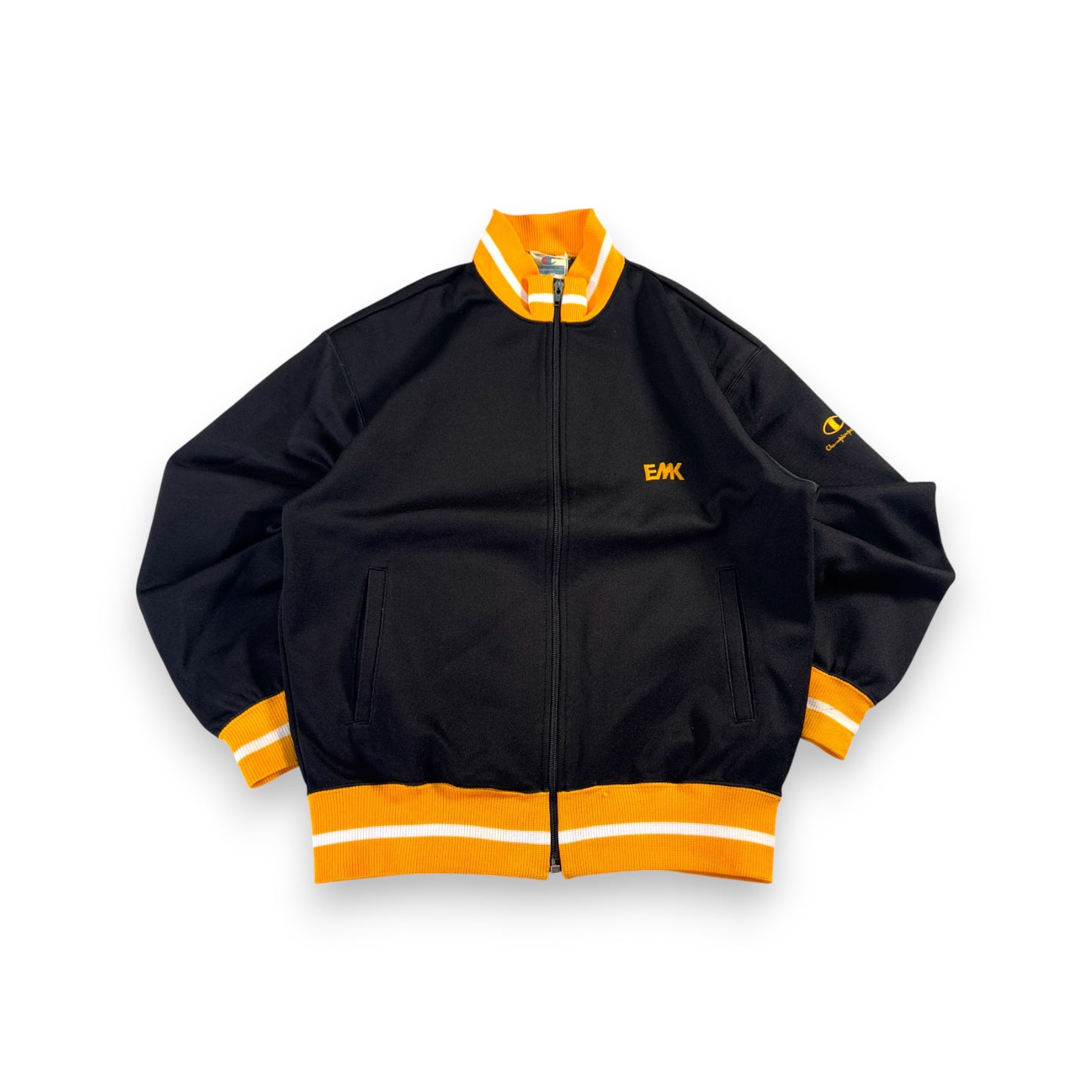 90s チャンピオン トラックジャケット 黒 黄色 ジャージ M ja-u-2505-008