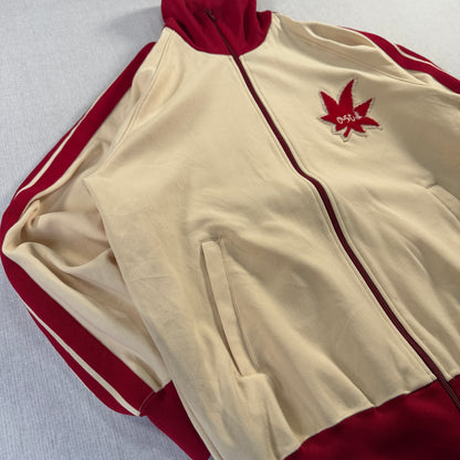 80s 90s アシックス トラックジャケット ビンテージ ベージュ 赤 ja-u-2505-006