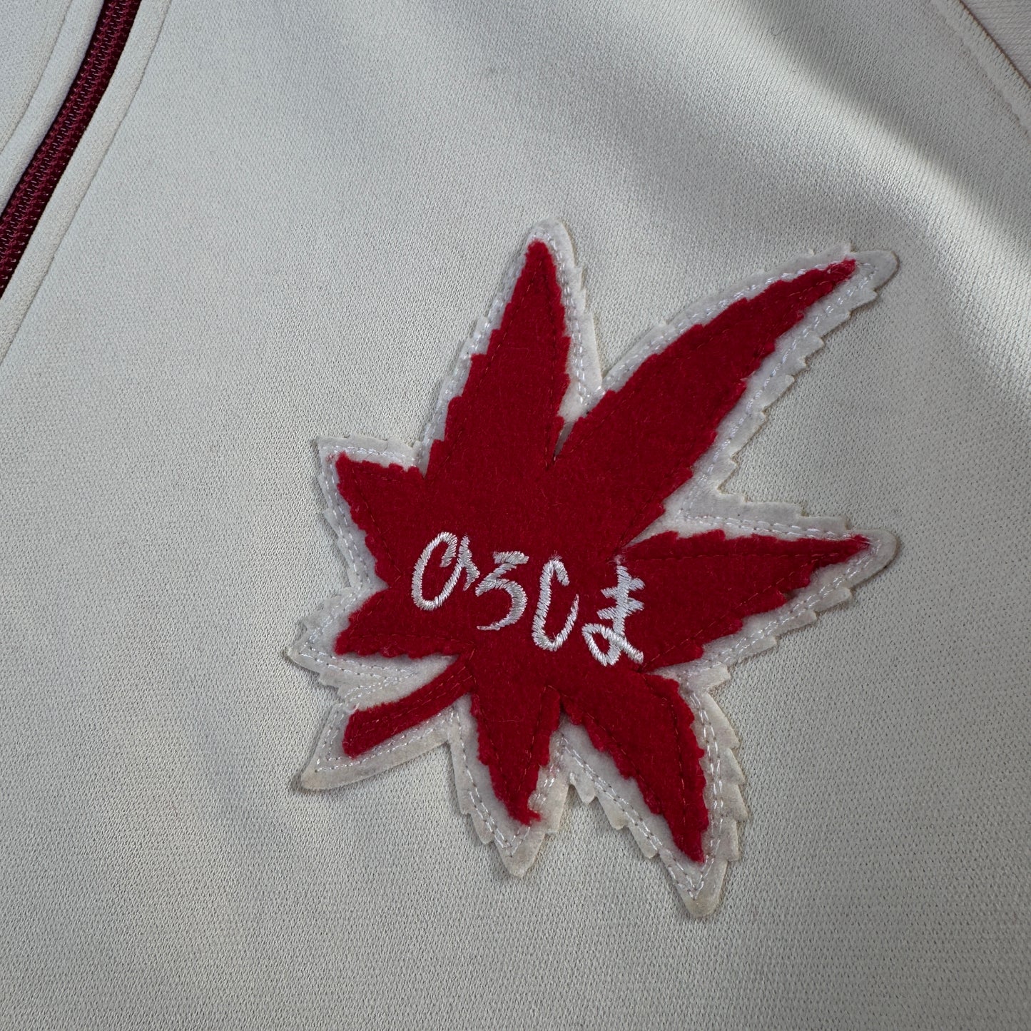 80s 90s アシックス トラックジャケット ビンテージ ベージュ 赤 ja-u-2505-006