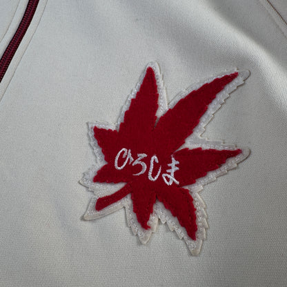 80s 90s アシックス トラックジャケット ビンテージ ベージュ 赤 ja-u-2505-006