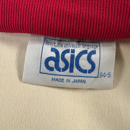 80s 90s アシックス トラックジャケット ビンテージ ベージュ 赤 ja-u-2505-006