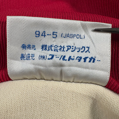 80s 90s アシックス トラックジャケット ビンテージ ベージュ 赤 ja-u-2505-006