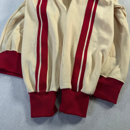 80s 90s アシックス トラックジャケット ビンテージ ベージュ 赤 ja-u-2505-006
