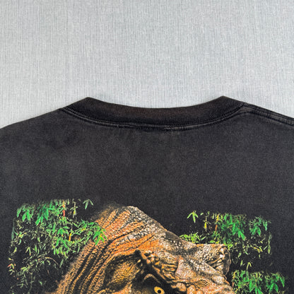 90s ジュラシックパーク THE RIDE 映画T Tシャツ Jurassic Park USA製 L 両面プリント m-x-2505-034