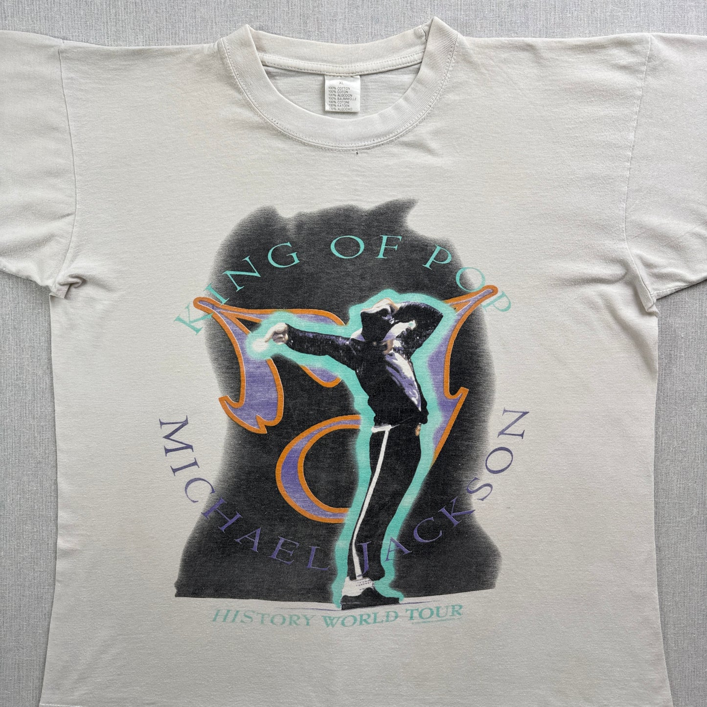 90s マイケルジャクソン KING OF POP HISTORY WORLD TOUR 1996 Michael Jackson バンドT ツアー 白 XL ba-t-2505-006