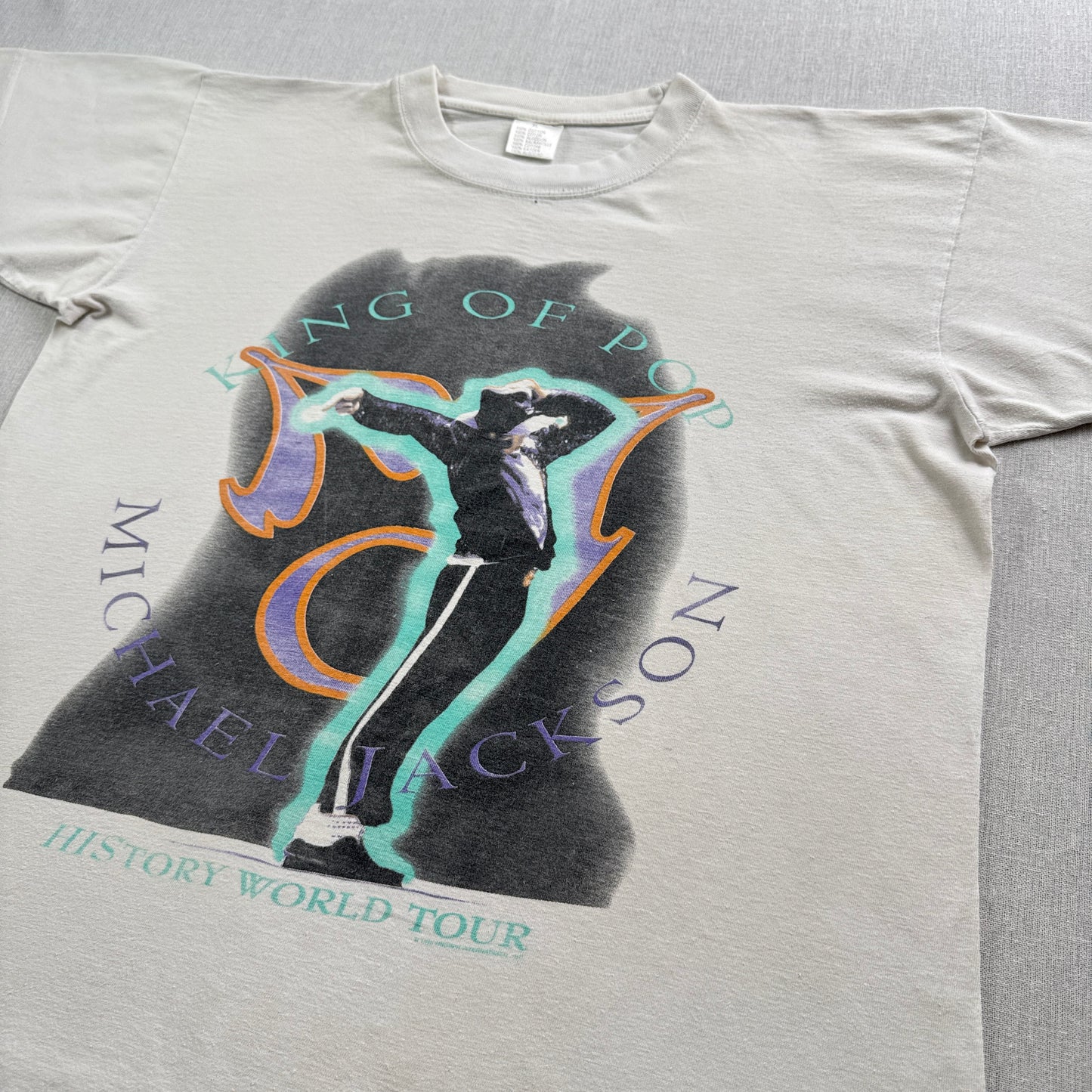90s マイケルジャクソン KING OF POP HISTORY WORLD TOUR 1996 Michael Jackson バンドT ツアー 白 XL ba-t-2505-006
