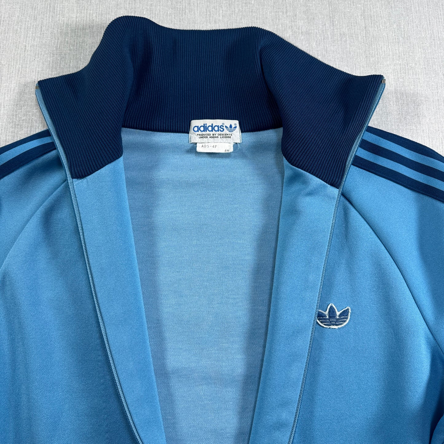 80s adidas トラックジャケット 水色 デサント製  4号 ad-t-2505-020