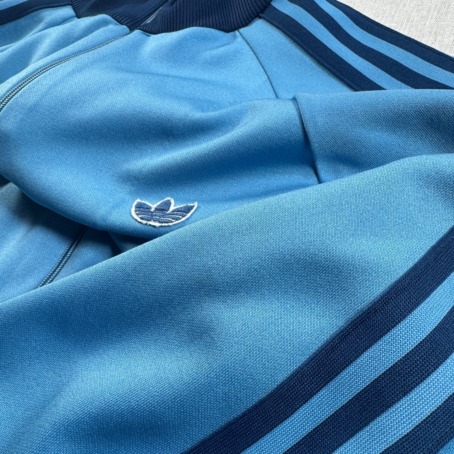 80s adidas トラックジャケット 水色 デサント製  4号 ad-t-2505-020