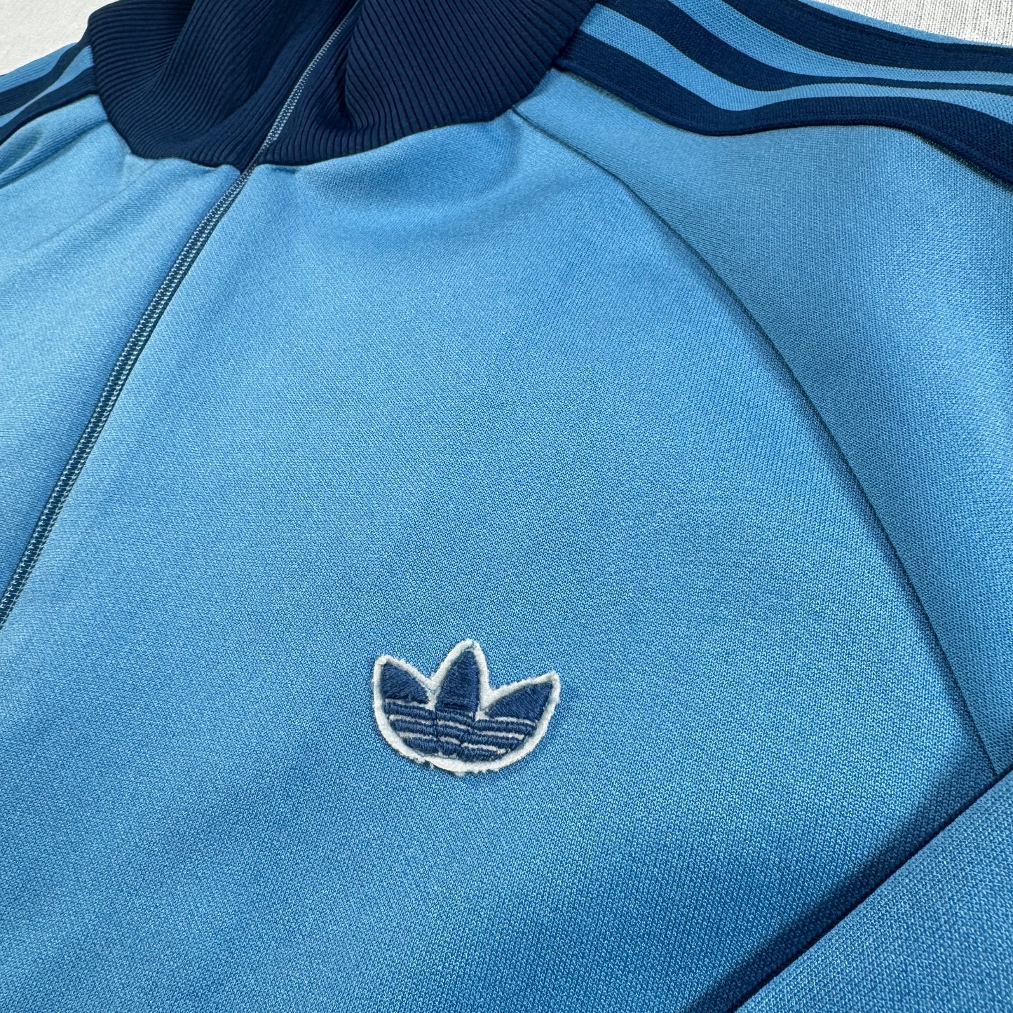 80s adidas トラックジャケット 水色 デサント製  4号 ad-t-2505-020