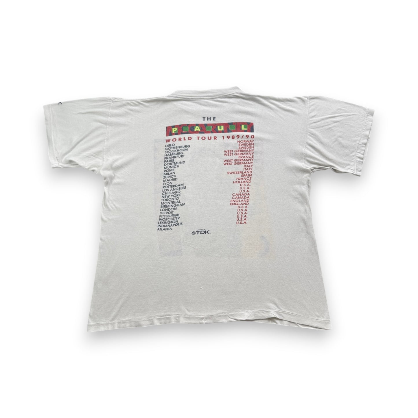 80s 90s ポールマッカートニー Tシャツ Paul McCartney バンドT 1989 1990 白 TDK シングルステッチ BROCKUM ba-t-2505-007