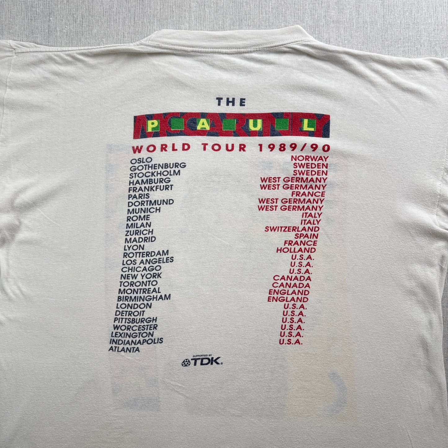 80s 90s ポールマッカートニー Tシャツ Paul McCartney バンドT 1989 1990 白 TDK シングルステッチ BROCKUM ba-t-2505-007